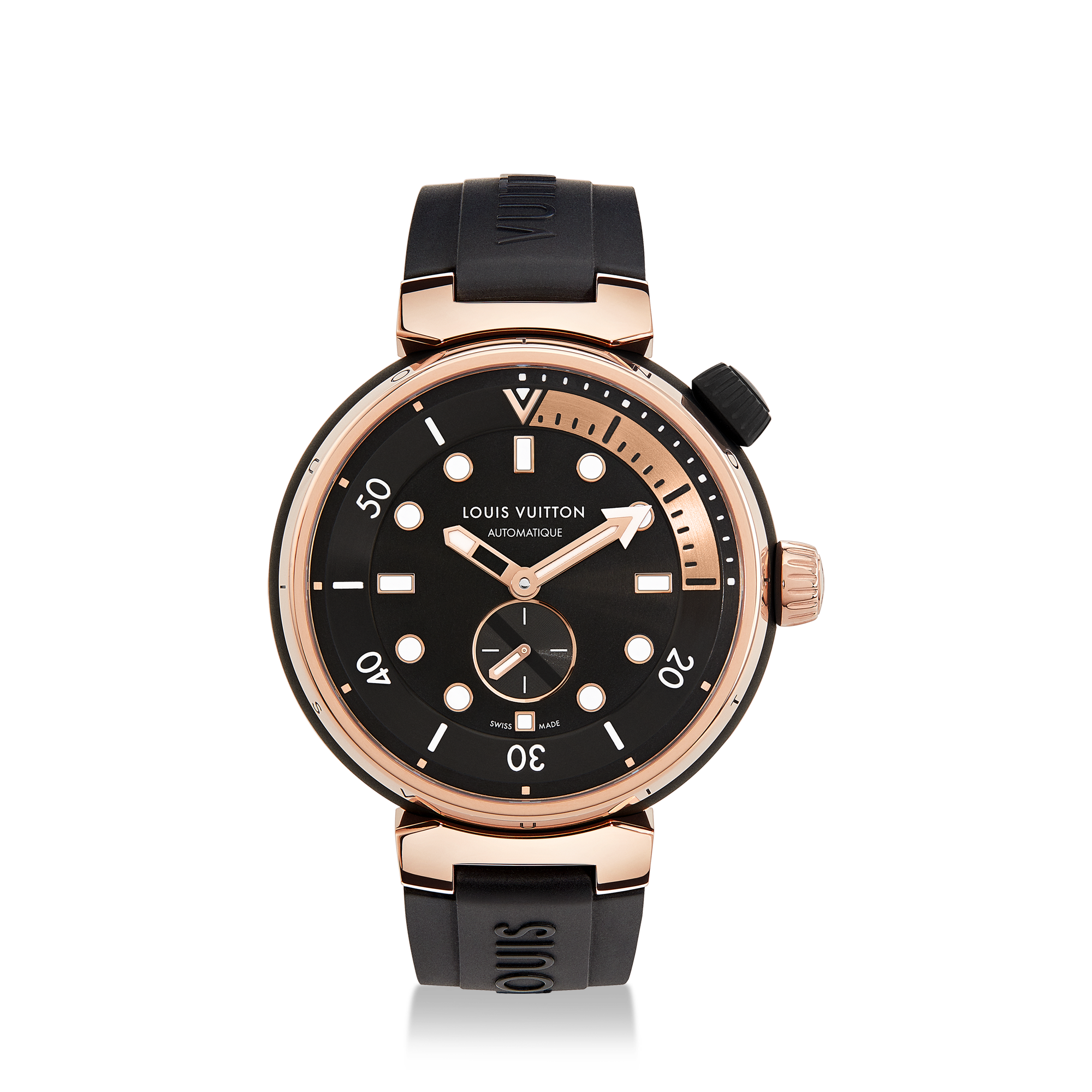 LOUIS VUITTON スパンコールコントラストドレス 34 LVボタン Tambour Street Diver, Automatic, 44mm, Steel and Rose Gold - All